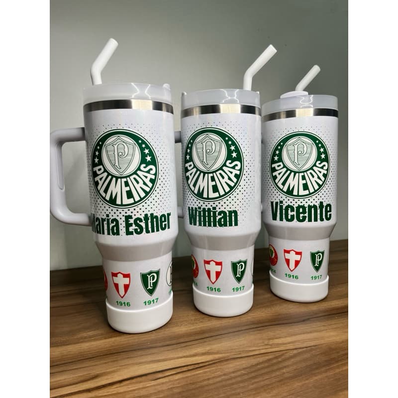 Garrafa Térmica 1200ml Palmeiras Personalizada 3D | Copo Térmico Inox com Alça | Presente Palmeirense