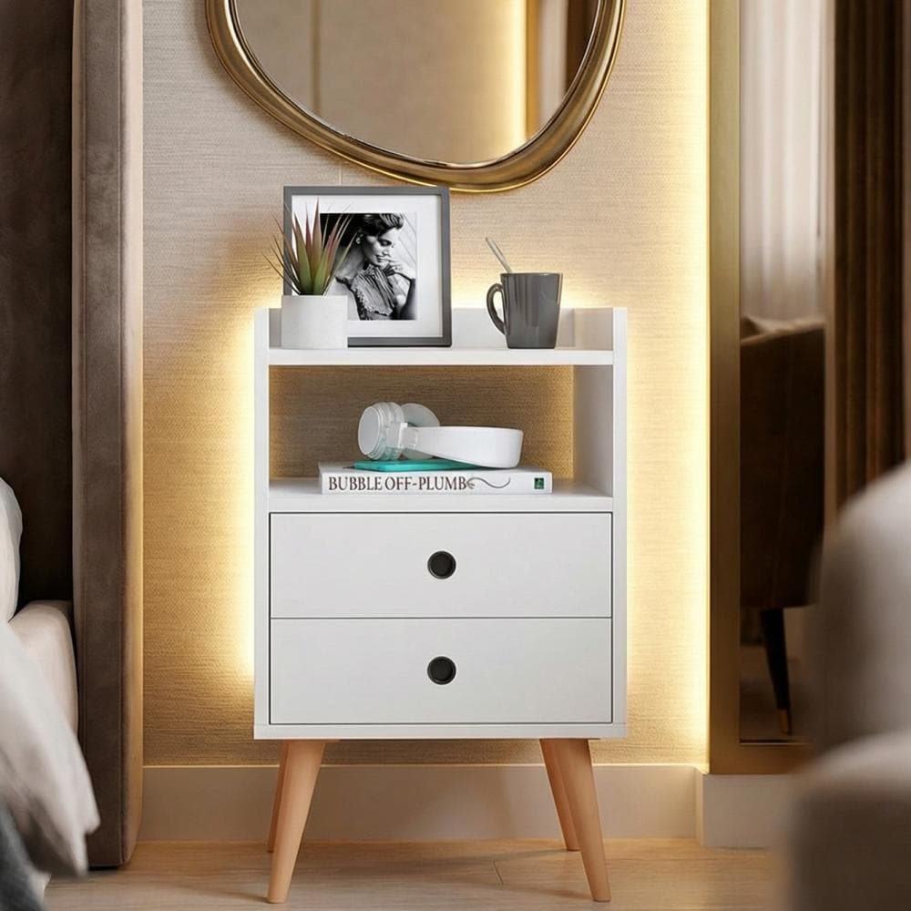 MESA DE CABECEIRA DREAM PLUS 2 GAVETAS FUNCIONALIDADE, ORGANIZAÇÃO E DESIGN MINIMALISTA PARA SEU QUARTO