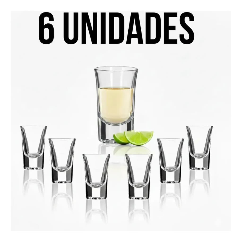 kit 6, 12 ou 24 Copo Shot Ideal Caipirinha Drinks Tequila  Pinga Licor Copo de Dose Cachaça