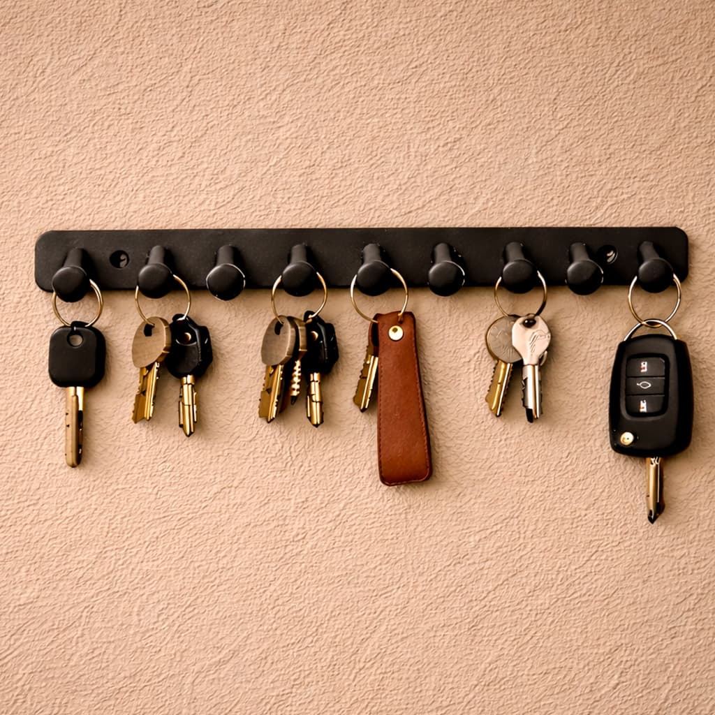 Porta-Chaves de Parede 10 Ganchos Minimalista | Organizador para Hall de Entrada, Corredor e Escritório