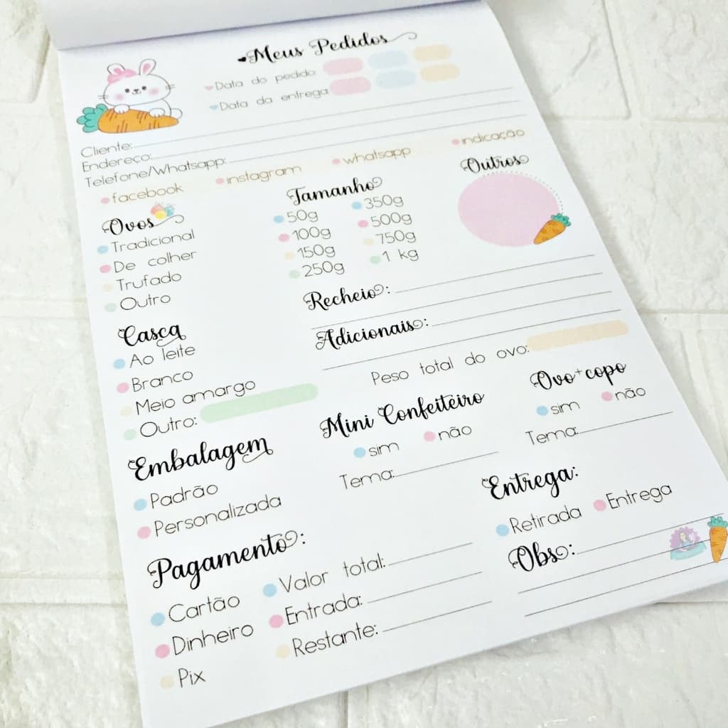 Bloco de pedidos de Páscoa - 50 folhas
