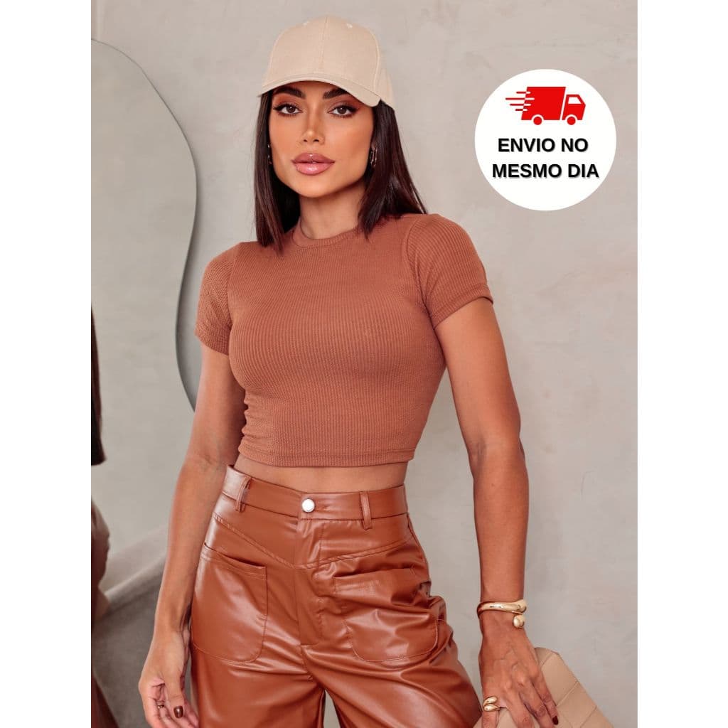 Blusinha Feminina Cropped Manga Curta - Tecido Anarruga, Confortável e Estilosa | ENVIO IMEDIATO