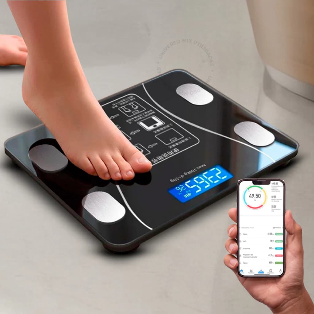 Balança Bioimpedância Digital Profissional Suporta Até 140kg via Bluethooth