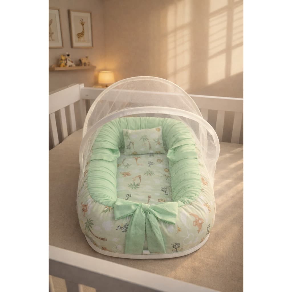 ninho com mosquiteiro Safari menino menina