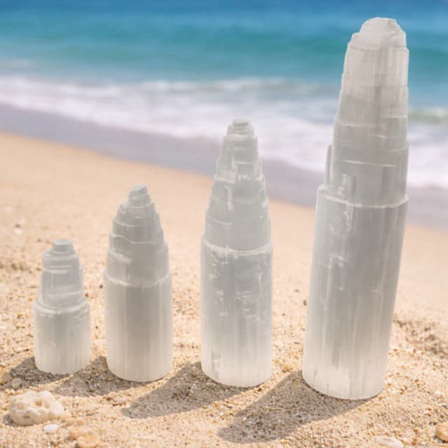 Selenita Branca Torre Natural Pedra de Limpeza e Harmonização do Ambiente