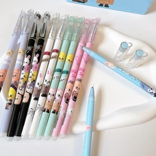 Canetas esferográficas Lançamento K-pop Stray Kids Canetas de tinta gel 0,5 mm preta (12 peças)