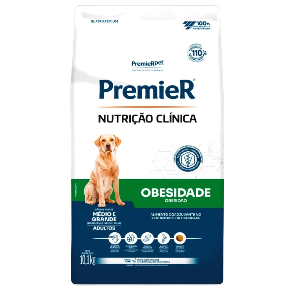 Ração Premier Nutrição Clínica Obesidade Cães Adultos Porte Médio e Grande 10,1kg