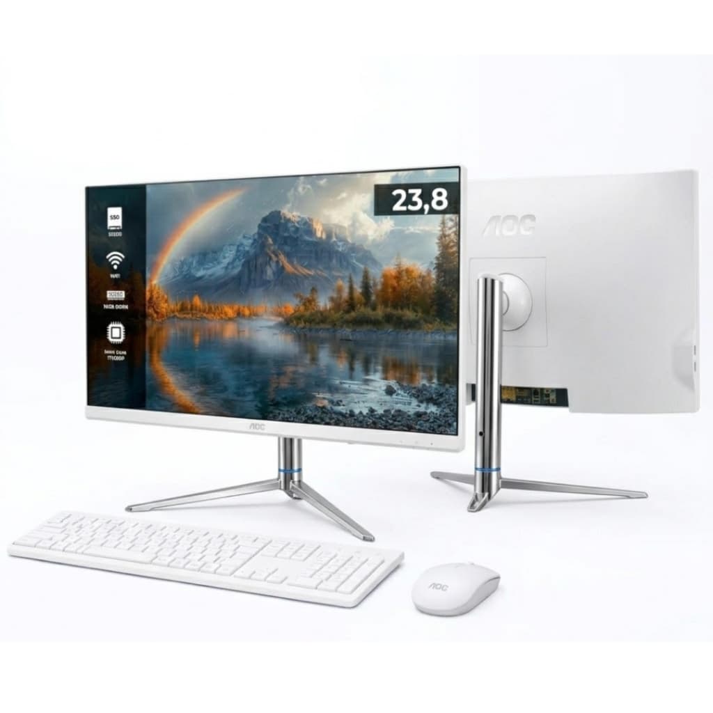 Computador All In One 23.8”  AOC i7 13ª 16GB RAM 512GB SSD Windows 11 Pro com UPS Integrada Branco