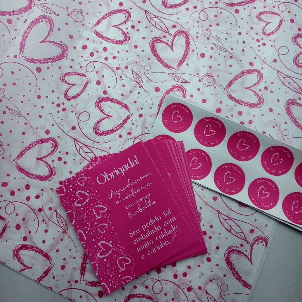 Kit Para Embalagem Premium - 50 Papéis + 50 Cartas + 50 Adesivos
