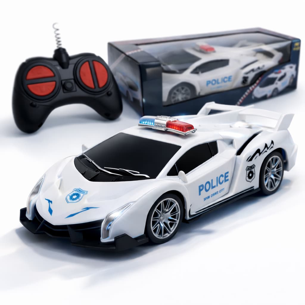 carro controle remoto carrinho de policia polícia brinquedo 7 funções infantil