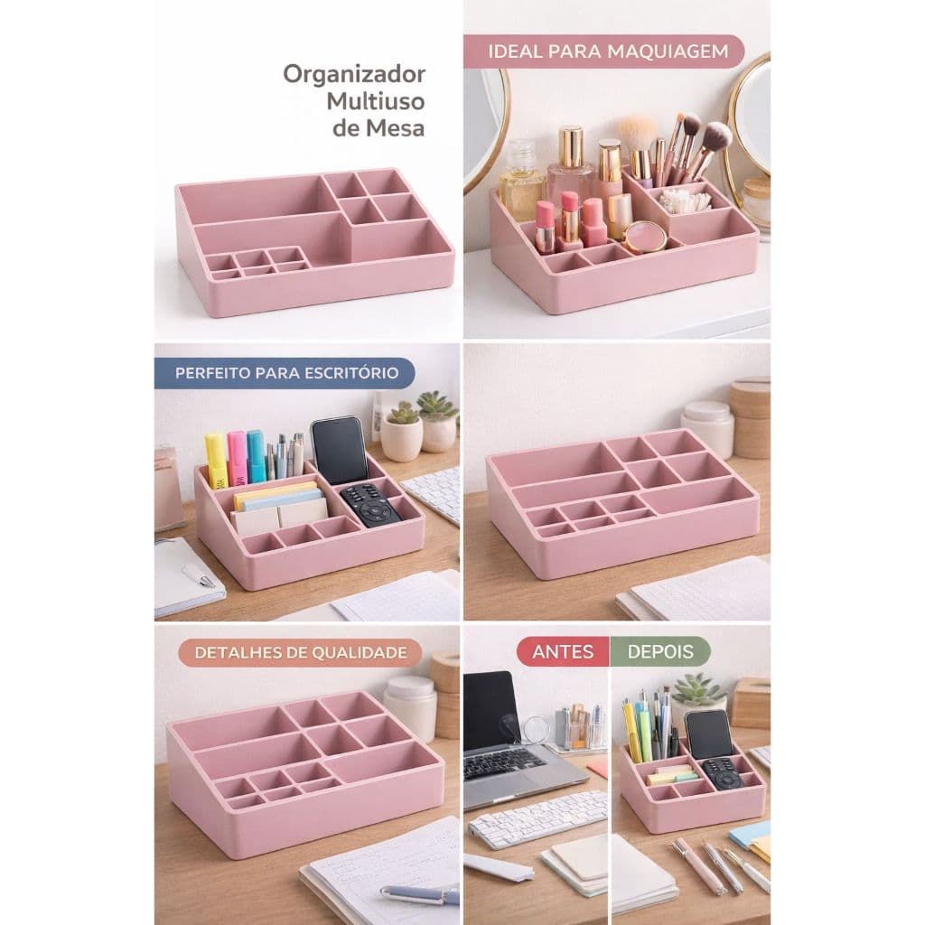 Organizador De Maquiagem Multiuso 17 Divisórias Porta Lapis e maquiagem