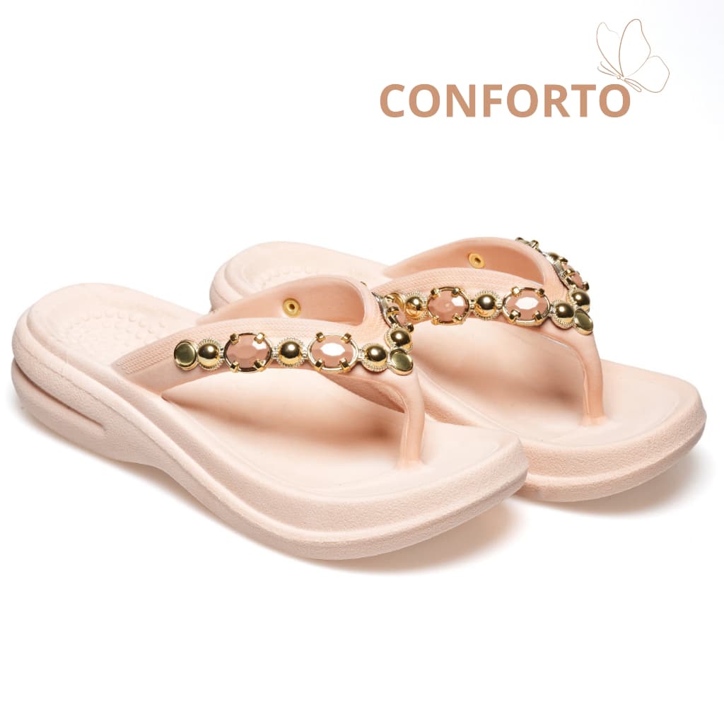 Sandalia STRAS Tamanco Feminino Ortopédico Macio