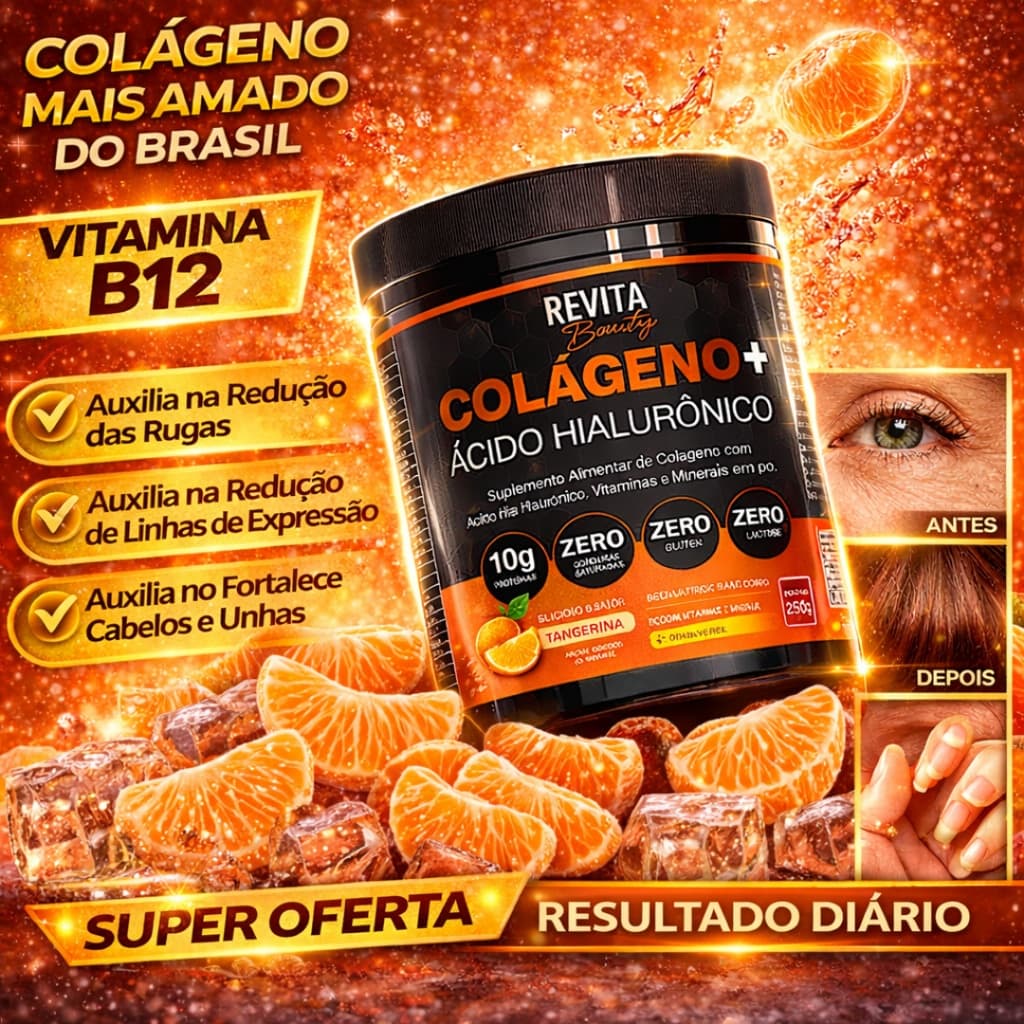 Colágeno + Ácido Hialurônico e Biotina Revita Beauty Zero Açúcar e Verisol - Postagem em Até 24h
