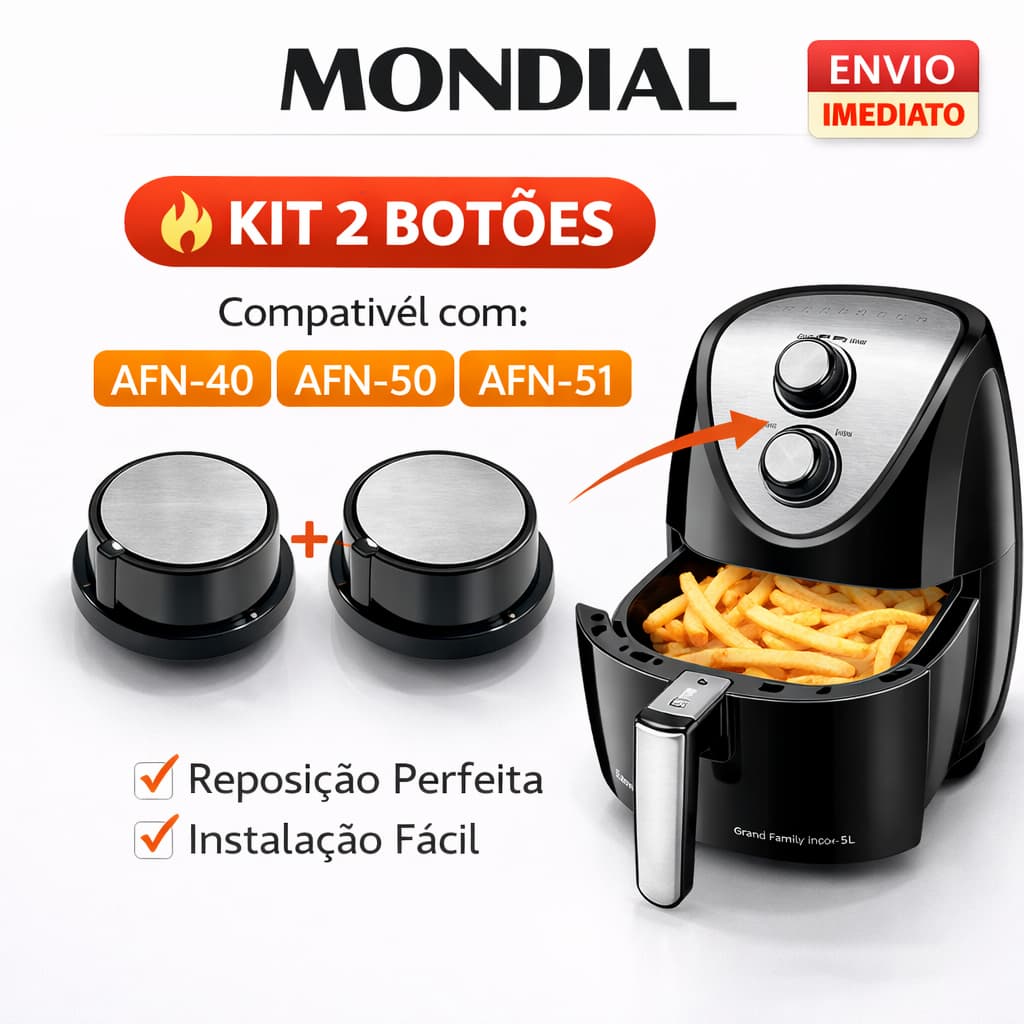 KIT 2 Botão Fritadeira panela Mondial AFN-40 / AFN-50 / AFN-51 Timer e Temperatura Original