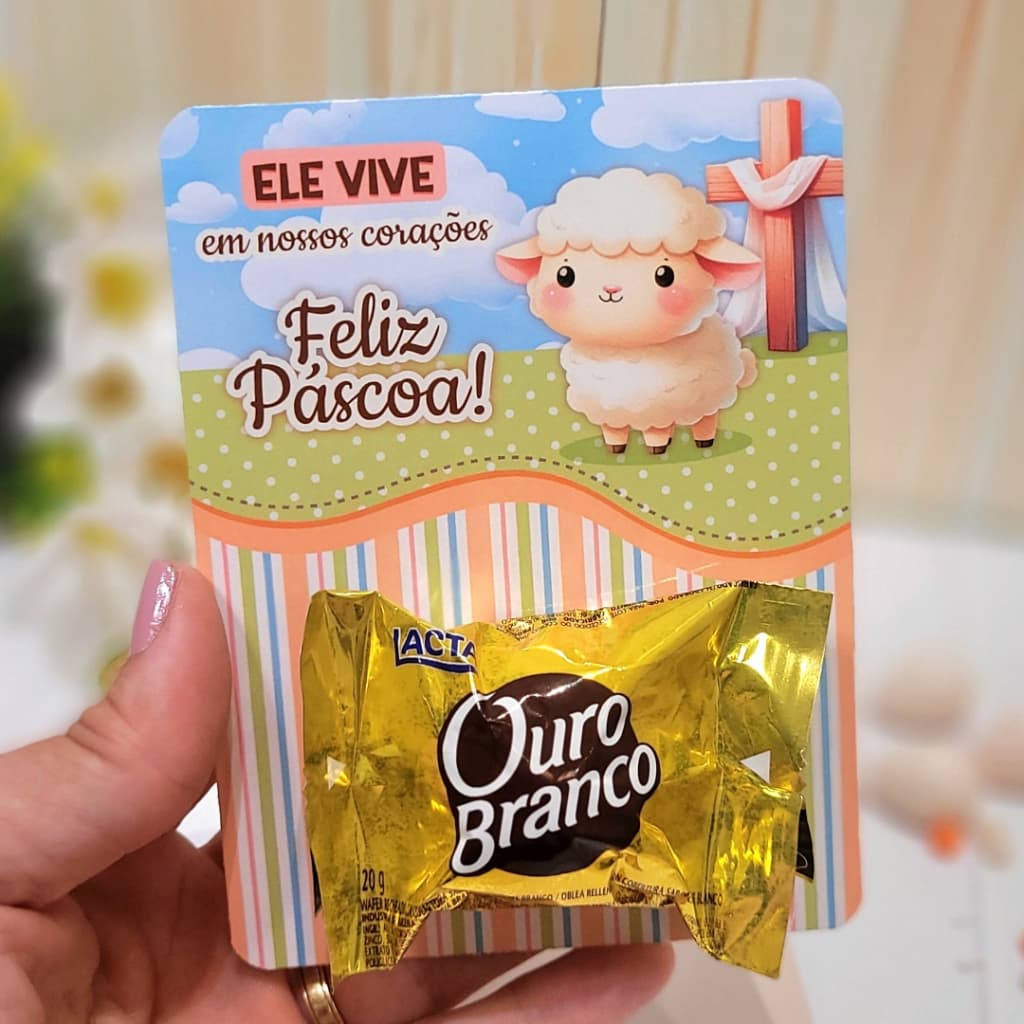 Card Para Bombom Cartão Páscoa Jesus Cristão Mimo Brinde Lembrancinha Clientes