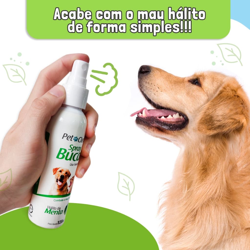 Spray Bucal Pet Tira Bafinho Para Cachorro e Gato Pet Clean