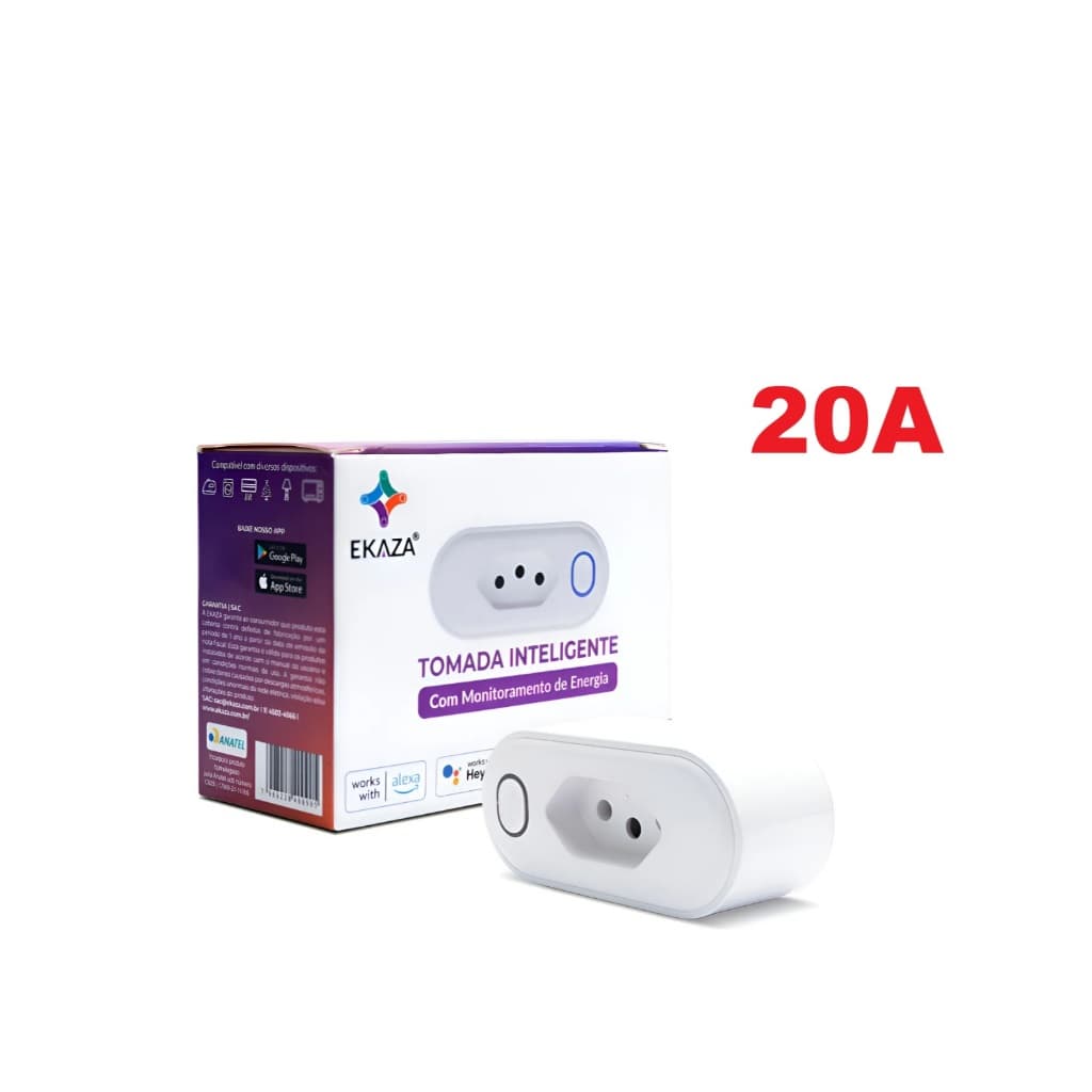 Tomada Inteligente Wifi 20a Pino Grosso Ekaza Medidor De Consumo Smart Alexa Google Bivolt