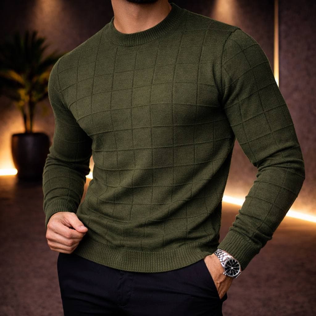 Suéter blusa masculina trama tricot manga longa Gola Redonda Malha Grossa outono inverno Envio Imediato verão 2026