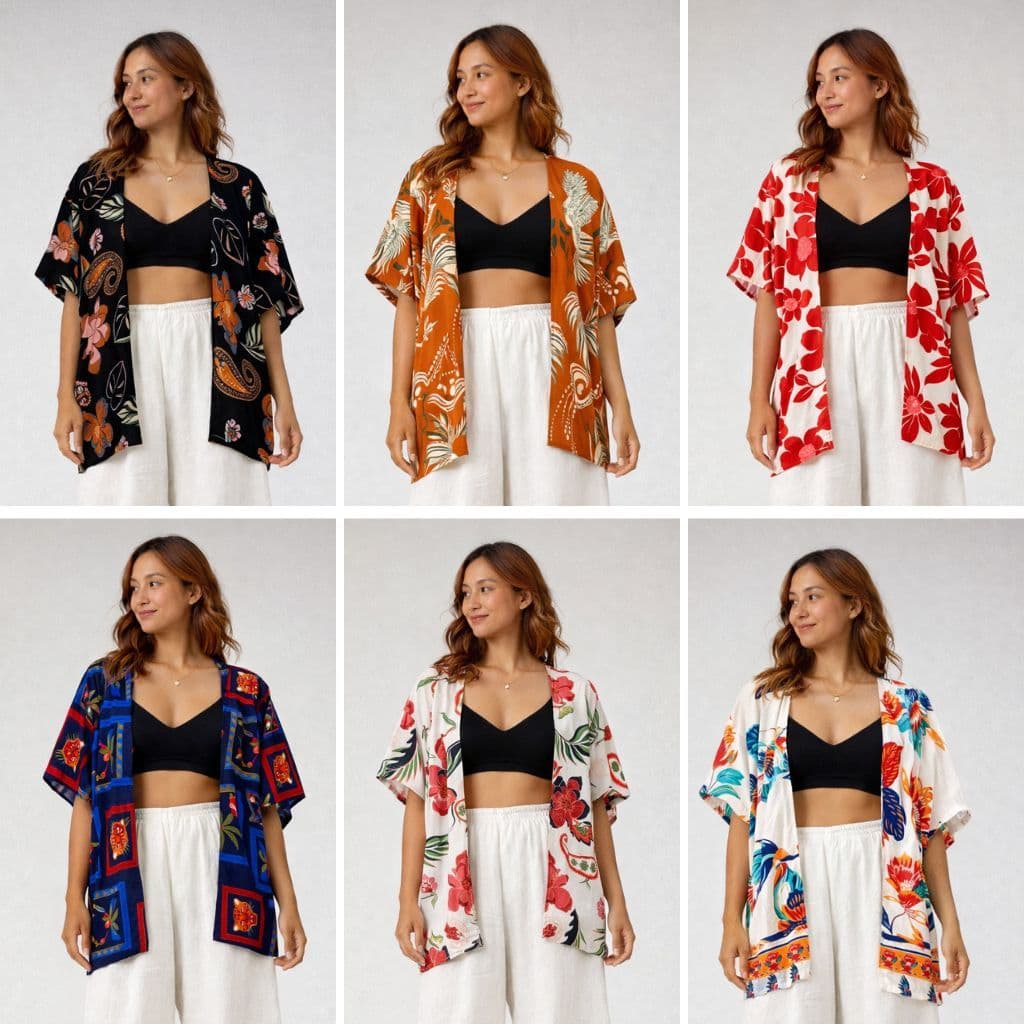 Kimono Estampado 100% Viscose Saída de Praia Sobreposição Moda Blogueira Novas Estampas Alta Qualidade