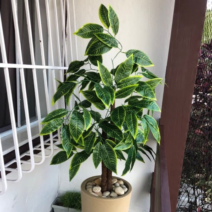 Planta Artificial Croton Muda Brasileirinho Vaso Decorativo Verde e Amarelo Decoração Sala