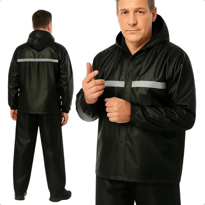 Conjunto Capa De Chuva Roupa Para Motoqueiros Ciclistas  / Impermeável  Calça - Jaqueta  C/ Capuz-/F1535