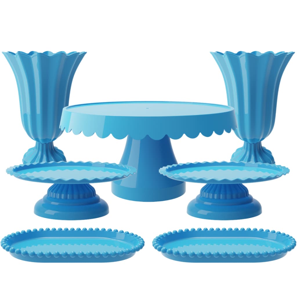 Kit Festa 7 Peças Completa Boleira Vaso Aniversário Eventos Infantil