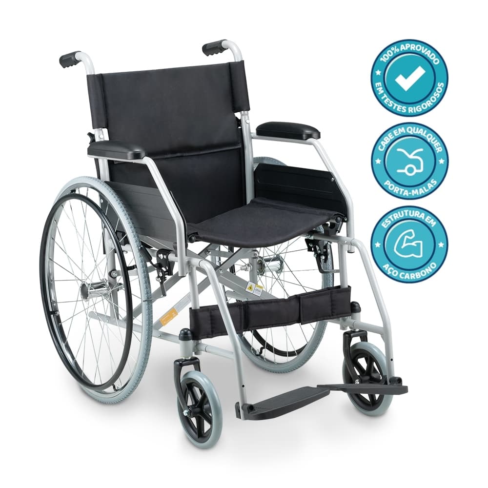 Cadeira de Rodas Dobrável D100 Dellamed Até 100kg Conforto e Qualidade