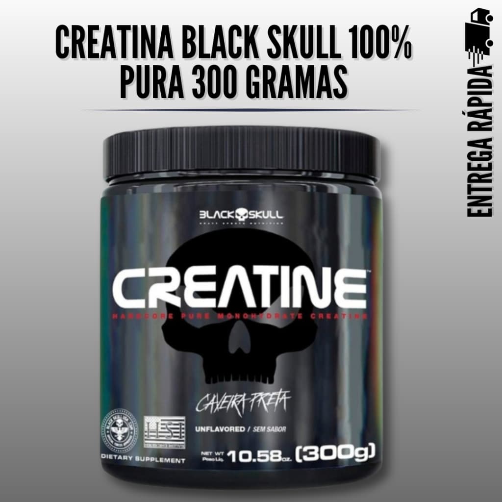 Creatina Black Skull 100% Pura 300 Gramas