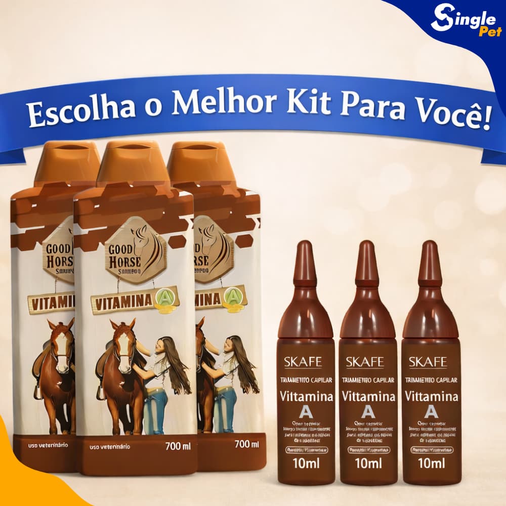 Kit Good Horse + Vitamina A Skafe 10ml - Tratamento e Saúde Capilar - Brilho, Força e Maciez