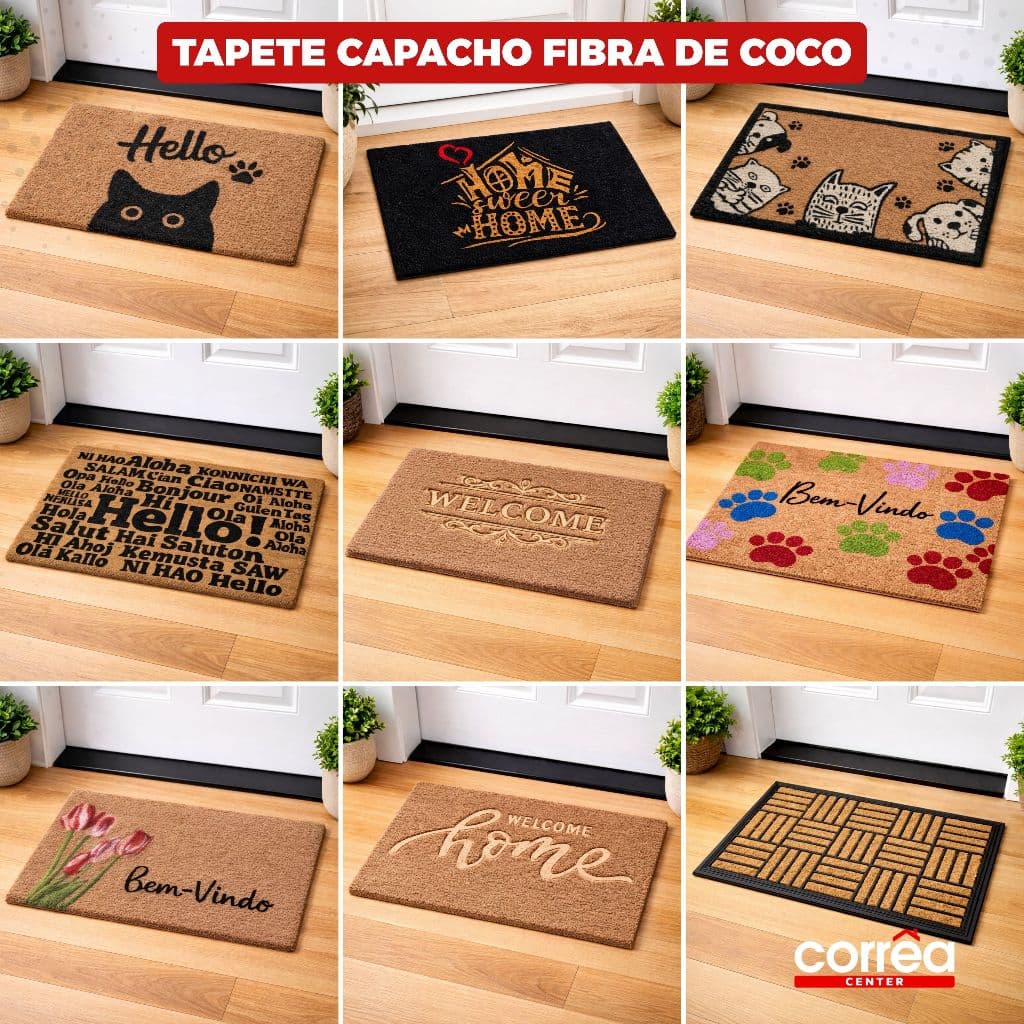 Tapete Capacho Fibra de Coco 40x60 Entrada Porta Antiderrapante – Vários Modelos