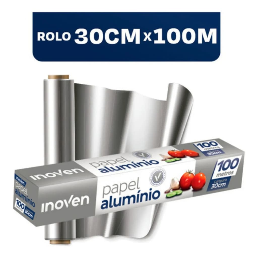 Rolo De Papel Alumínio 100 METROS x 30cm - 30x100