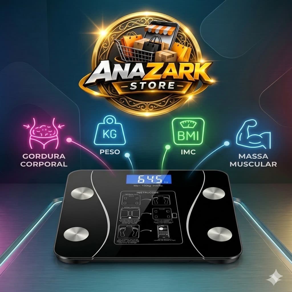 Balança Digital Bioimpedância Alta Precisão Controle Peso Corporal 140kg Preto , Monitore Sua Saúde