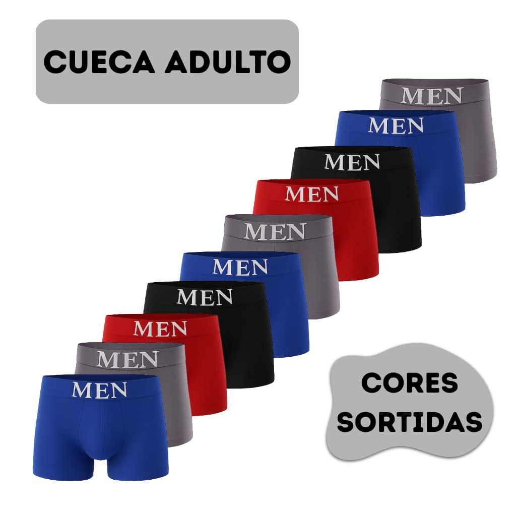 Kit Cuecas Boxers Masculina Cueca Adulto de Microfibra