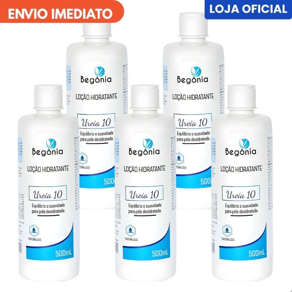 5 Unidades Loção Hidratante Ureia 500ml Begônia Cosméticos