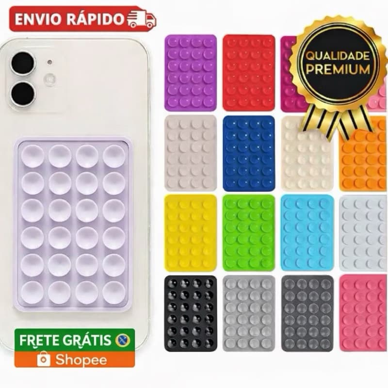 Ventosa Celular Suporte Silicone Premium Capinha Fixação Em Superfícies Lisas