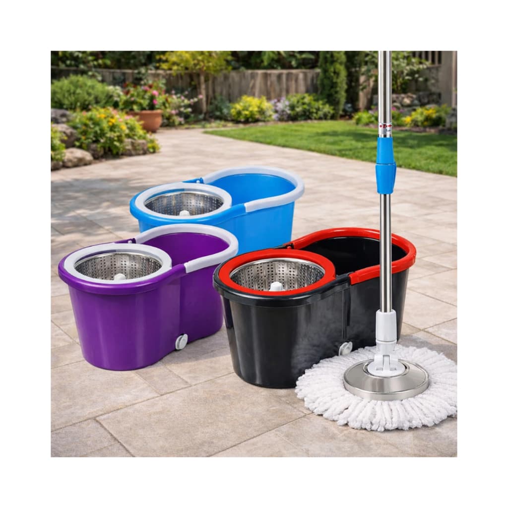 Mop Giratório com Balde Centrífuga Cesto Inox 13L Cabo Extensível 2 Refis Lava e Seca Limpeza Fácil