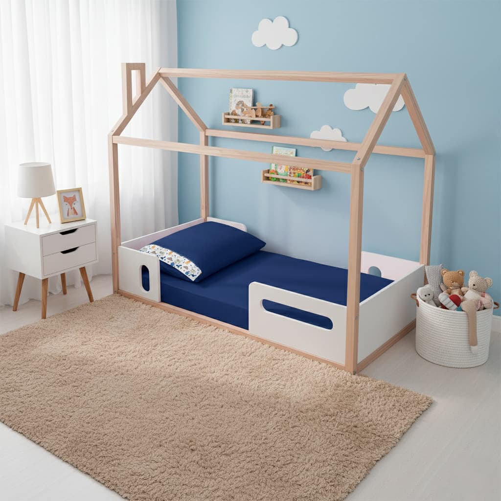 Jogo Lençol 2 Peças Mini Cama 150x70cm Montessoriana fronha Ponto Palito Percal 400 fios