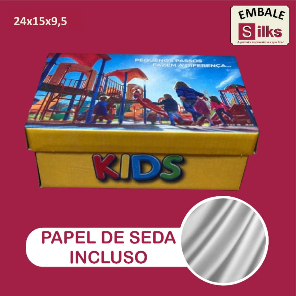 CAIXAS PARA CALÇADOS INFANTIL 22x14x8,5  COM BRINDE DE PAPEL DE SEDA – FÁCIL MONTAGEM