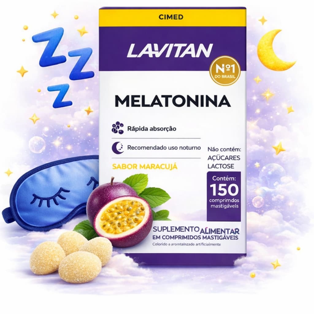 Melatonina Maracujá 150 Comprimidos Mastigáveis Lavitan Suplemento Alimentar