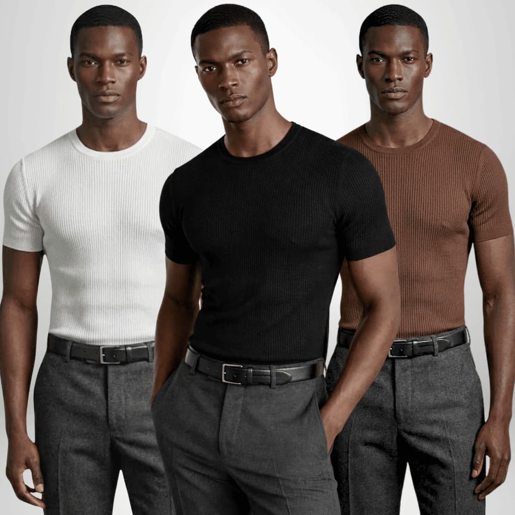 Camisetas Masculina Canelada Com 3, 2 ou 1un Americana Slim Ribana Premium