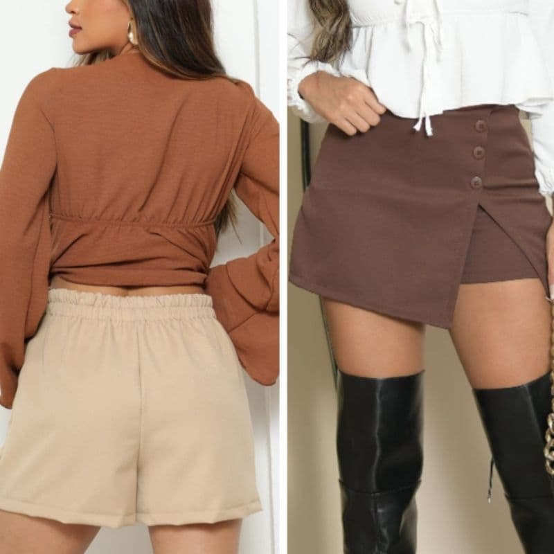 Short Saia Social Elegante Alfaiataria Moda Feminina BlogueiraCom Elástico Na Cintura Confortável