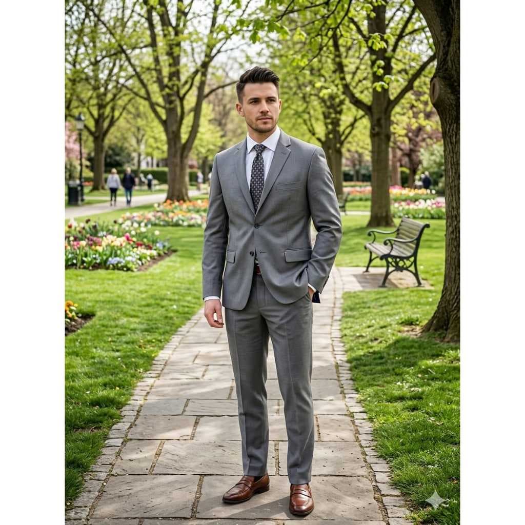 Terno Social Masculino Oxford Premium - Cinza Medio - Melhor preço