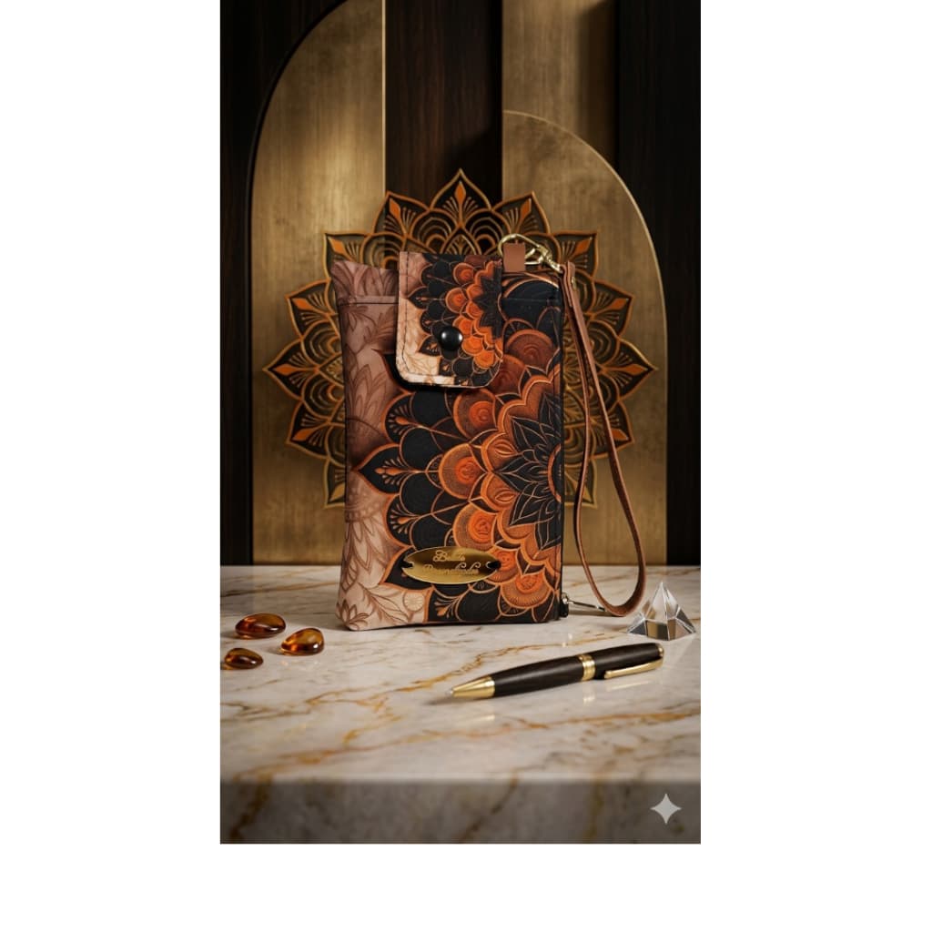 Carteira Feminina Porta Celular De Mão Estampa Mandala Com Alça