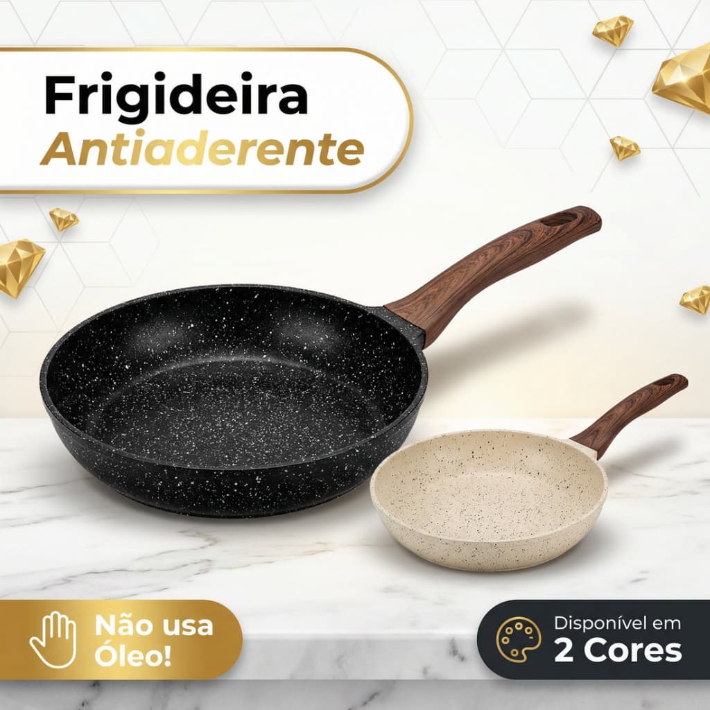 Frigideira Antiaderente Indução Cerâmica Premium Todos Fogões Cabo Térmico Não Gruda