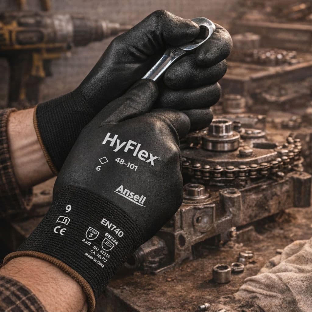 Luva Ansell Multiuso Extrema Durabilidade Conforto 48-101 Multitato Alta Sensibilidade Tátil Resistente Abrasão