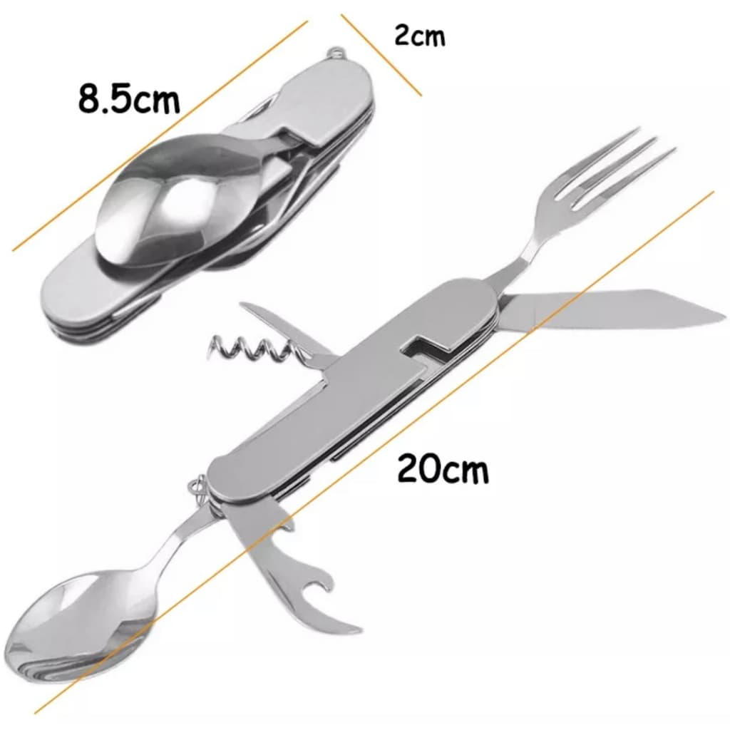 Kit Mini Talheres Dobráveis Camping Faca Garfo Colher Canivete  PGDCTZ