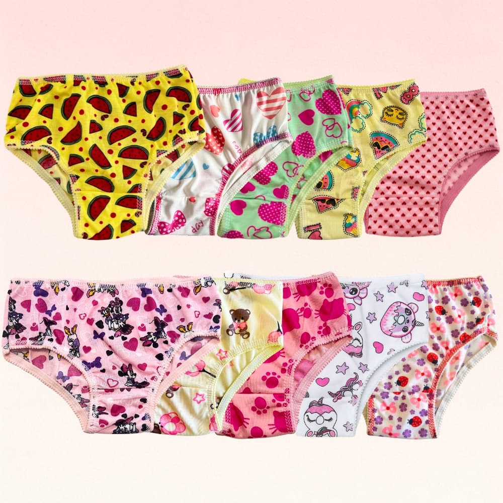 Calcinhas infantil meninas estampadas conforto forro algodão para 0 a 9 anos
