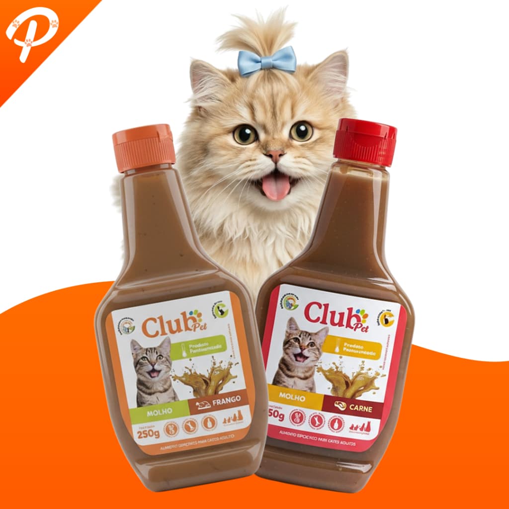 Kit 2 Unidades Molho Especial Para Ração de Gatos Saborosos e Cremosos 250g Club Pet