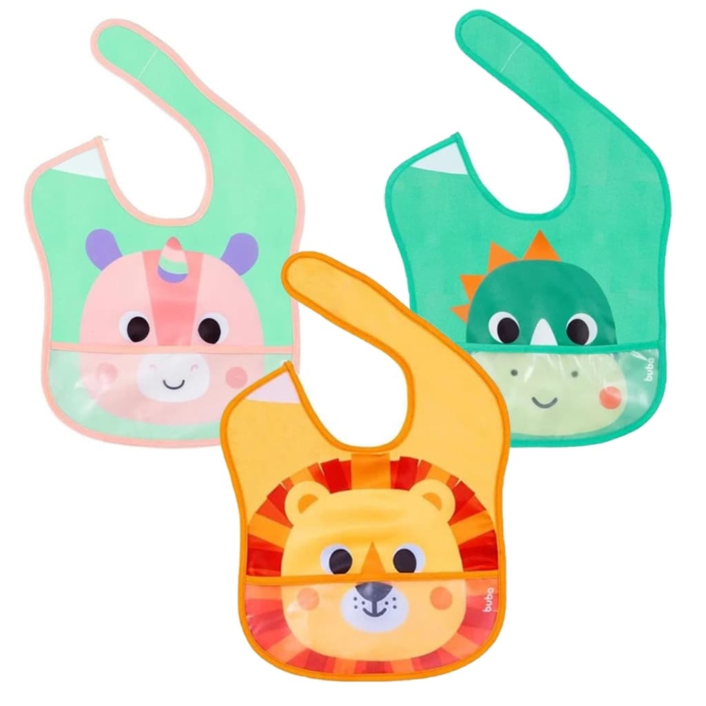 Babador Com Bolso Impermeável Ajustável Animal ZOO Buba