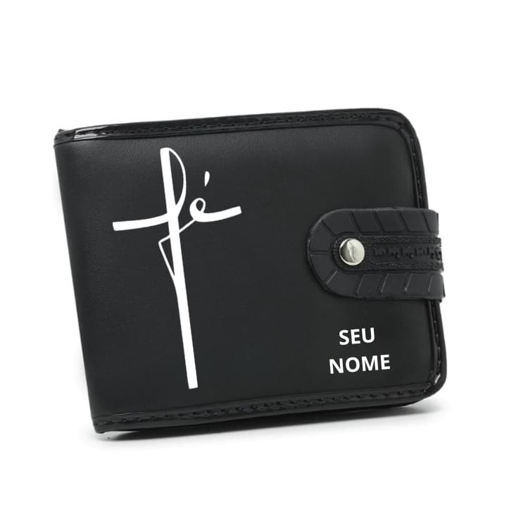 Carteira Masculina Couro Sintético Abotoar Com Botão Alta Qualidade